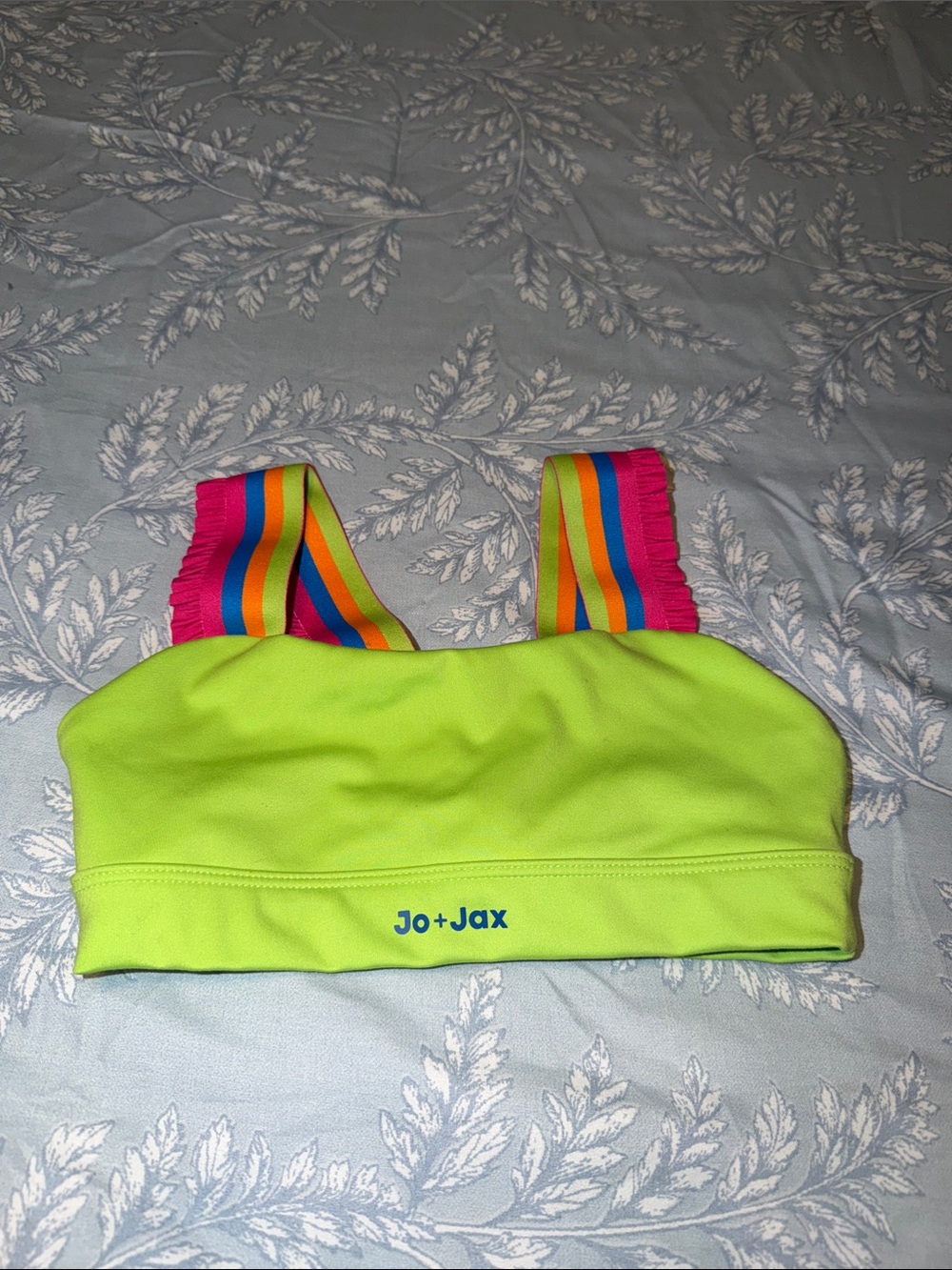 Jo+Jax Neon Lime Sports Bralette with Rainbow Straps YL
